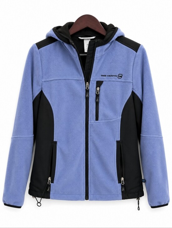 Free Country Jackets & Blazers - Free Country Purple Hooded Fleece Black Trim Jacket Sz Med